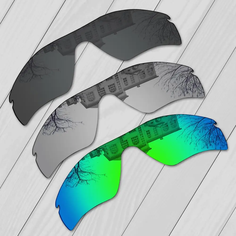 E.O.S 3 Pieces Black & Silver & Emerald Green Polarized Replacement Lenses for Oakley Radar Path Sunglasses
