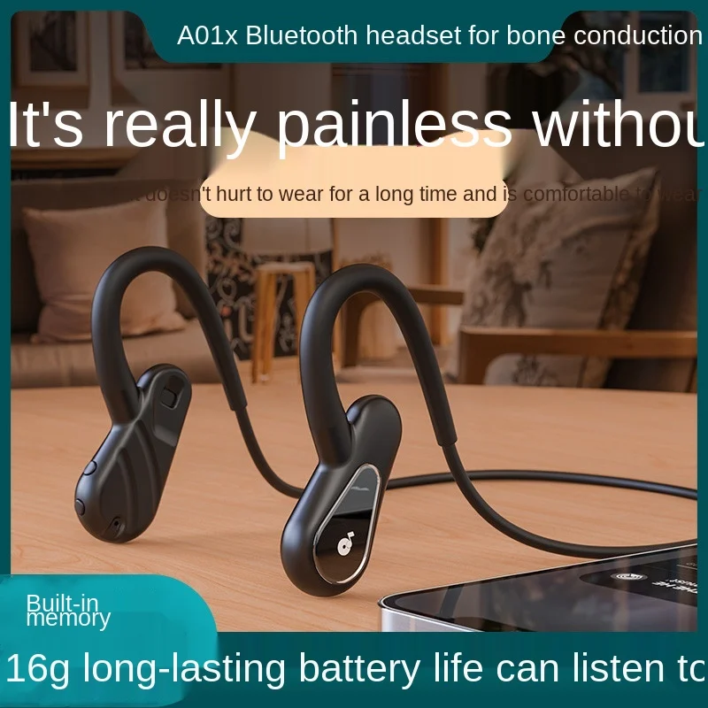

A01 bone conduction Bluetooth headset wireless binaural band memory motion waterproof bone sensing ear hook Bluetooth 5.0