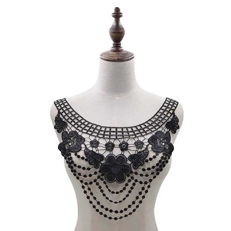 

5Pcs Venise Lace Fabric Dress Applique Motif Blouse Sewing Trims DIY White Black Neckline Collar Costume Decoration Accessories