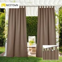 nicetown outdoor curtain drape blackout light blocking fade resistant with velcro tab top rust proof for porchbeachpatio
