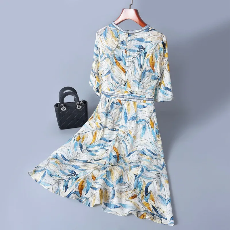 Платье женское летнее из натурального шелка с цветочным принтом LWL1811|Женские