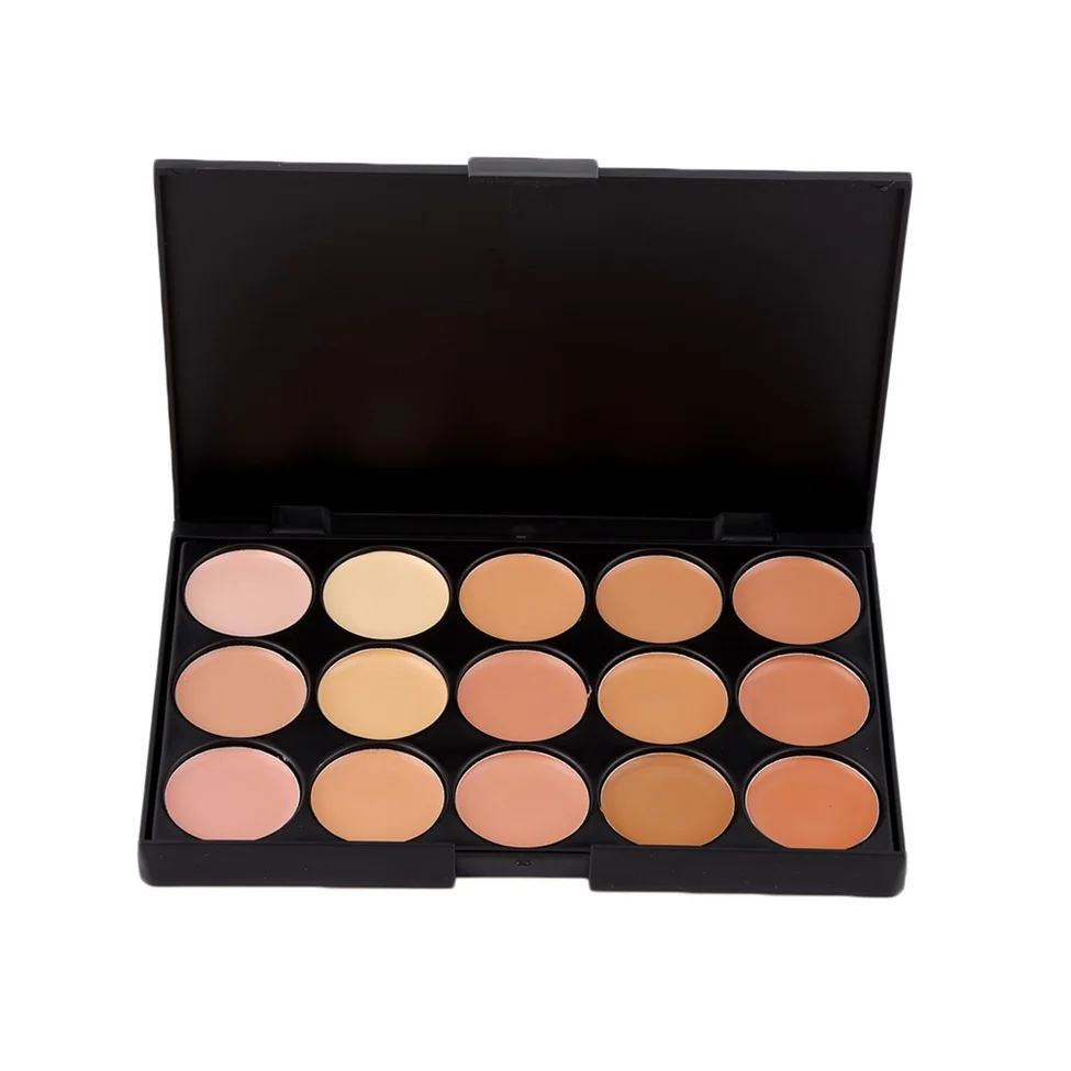 Fashion15 Colors палитра для макияжа лица + плоская угловая кисть с деревянной ручкой