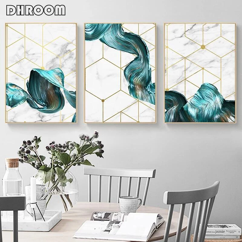 Волны холст принты Скандинавская Геометрическая Настенная картина абстрактная