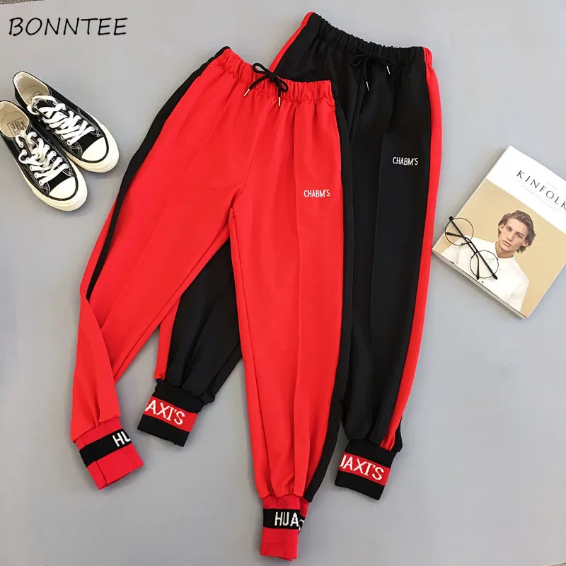 Брюки женские с вышивкой в стиле харадзюку уличная одежда корейском для отдыха