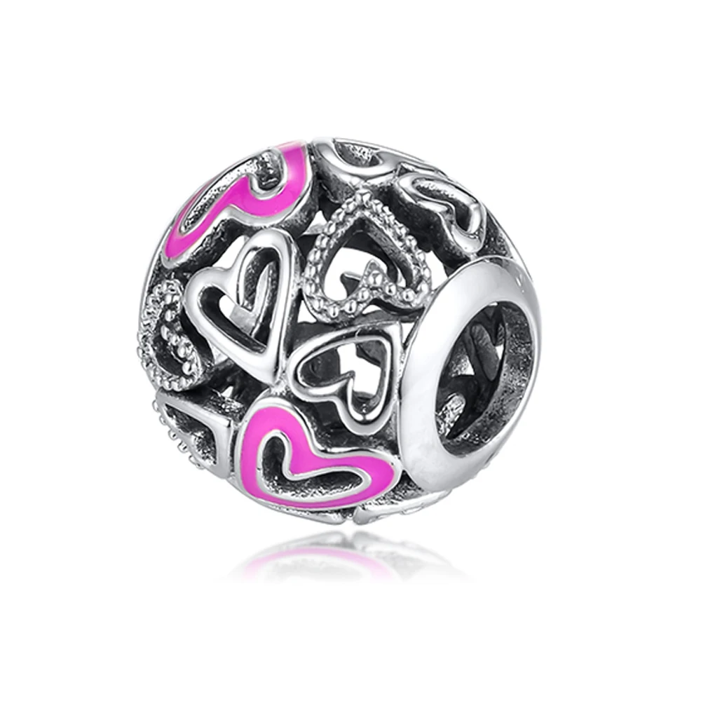 QANDOCCI Fit Pandora браслет розовый Freehand сердце амулеты Серебро 925 оригинальные бусины