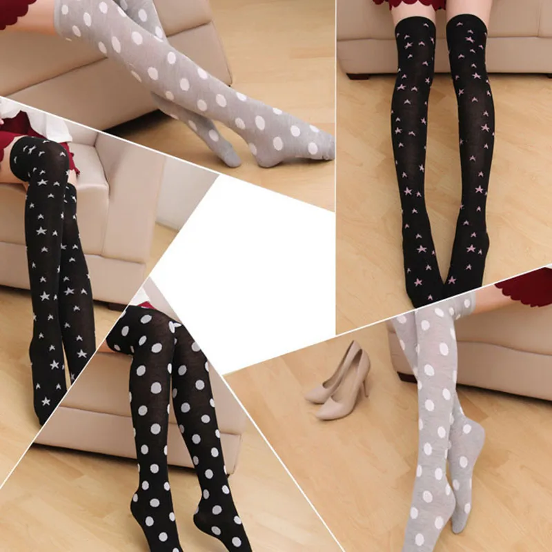 

Spring Autumn Japanese Cute Student Socks Stars Sweet Thigh Knee Socks Fashion Wild Women Stockings High Quality