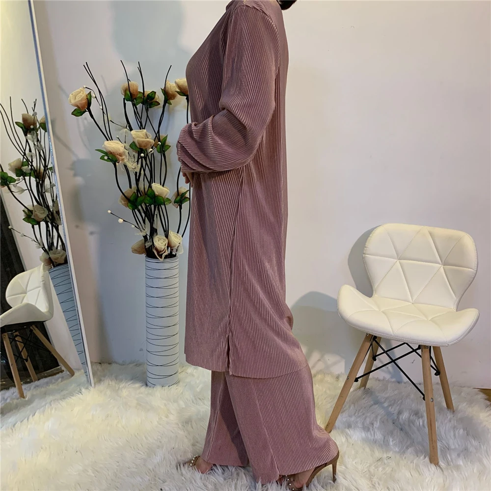 Мусульманский Женский комплект из 2 предметов топы с длинными рукавами и штаны