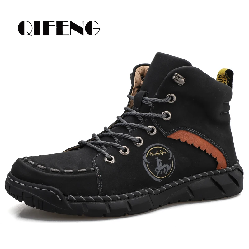 

2022 New Arrivals Trendy Ankle Boots Men Wear Resisting Hiking Comfortable Walking Sneakers Black Flat Martin Boots Black Summer