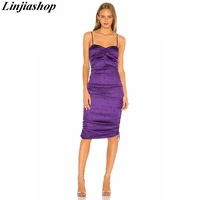 fashion new autumn for love lemons womens paula ruched dress functional drawstrings violet fitted midi dress with skinny straps