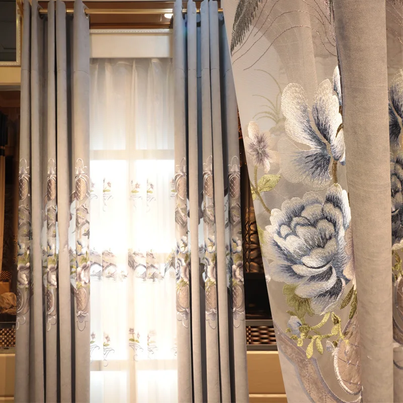 

Европейские Роскошные затемняющие шторы с вышивкой на заказ для гостиной, классические высококачественные шторы ручной работы для спальни