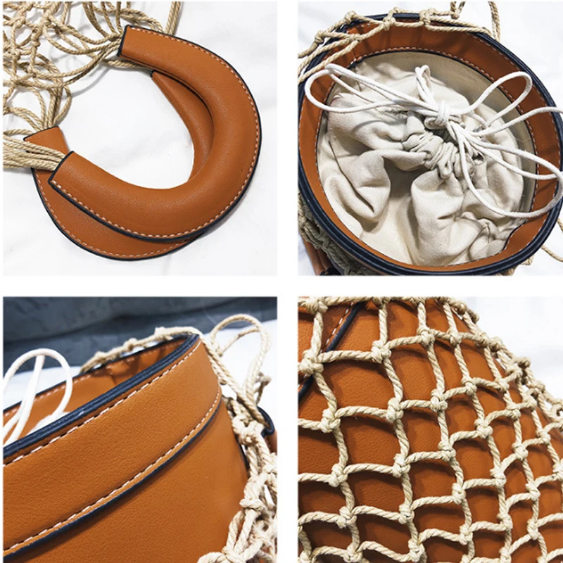 Солнечная пляжная Женская Сетчатая Сумка роскошная дизайнерская сумка ведро