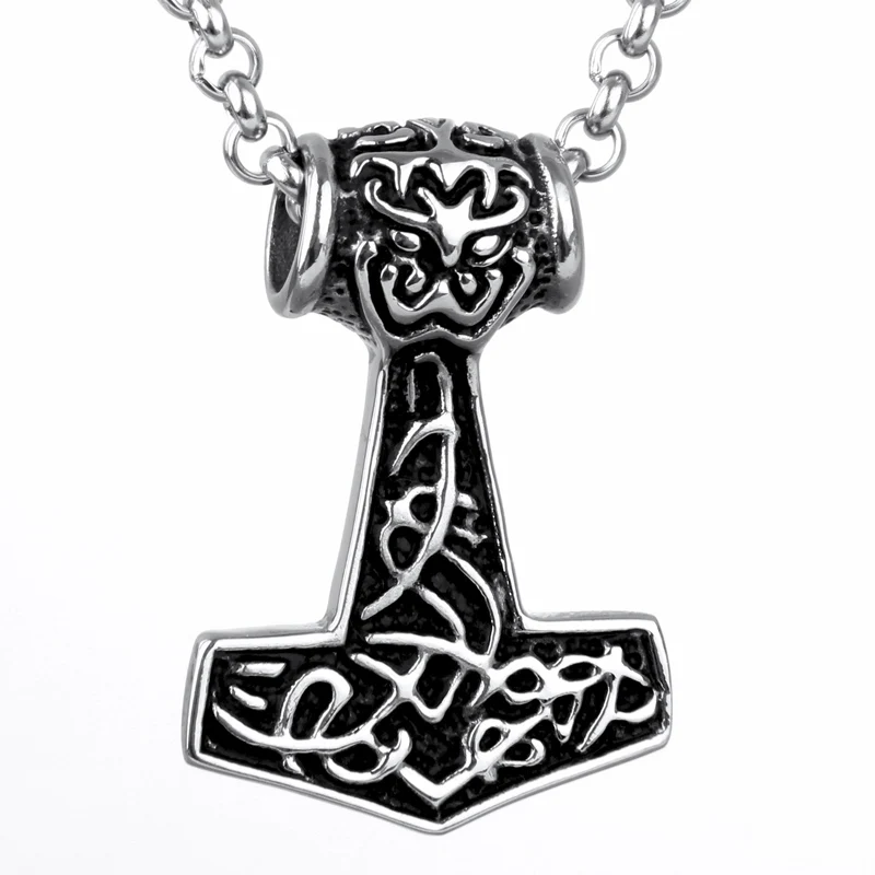 Мужской длинный кулон-талисман Тора из нержавеющей стали | Украшения и