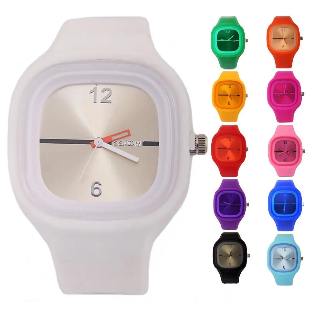 

Часы наручные парные для мужчин и женщин, кварцевые с квадратным циферблатом и силиконовым ремешком, унисекс, для влюбленных