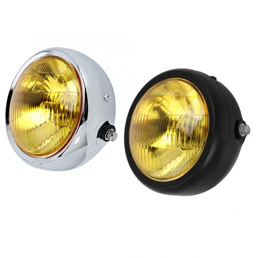 Фара мотоциклетная круглая в стиле ретро с желтыми линзами подходит для