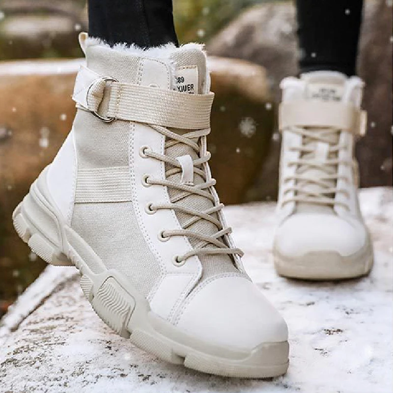 Winter Warm Women Suede Ankle Boots Work Safety Trekking Sneakers Shoes Martin Round Toe Snow High Quality | Обувь