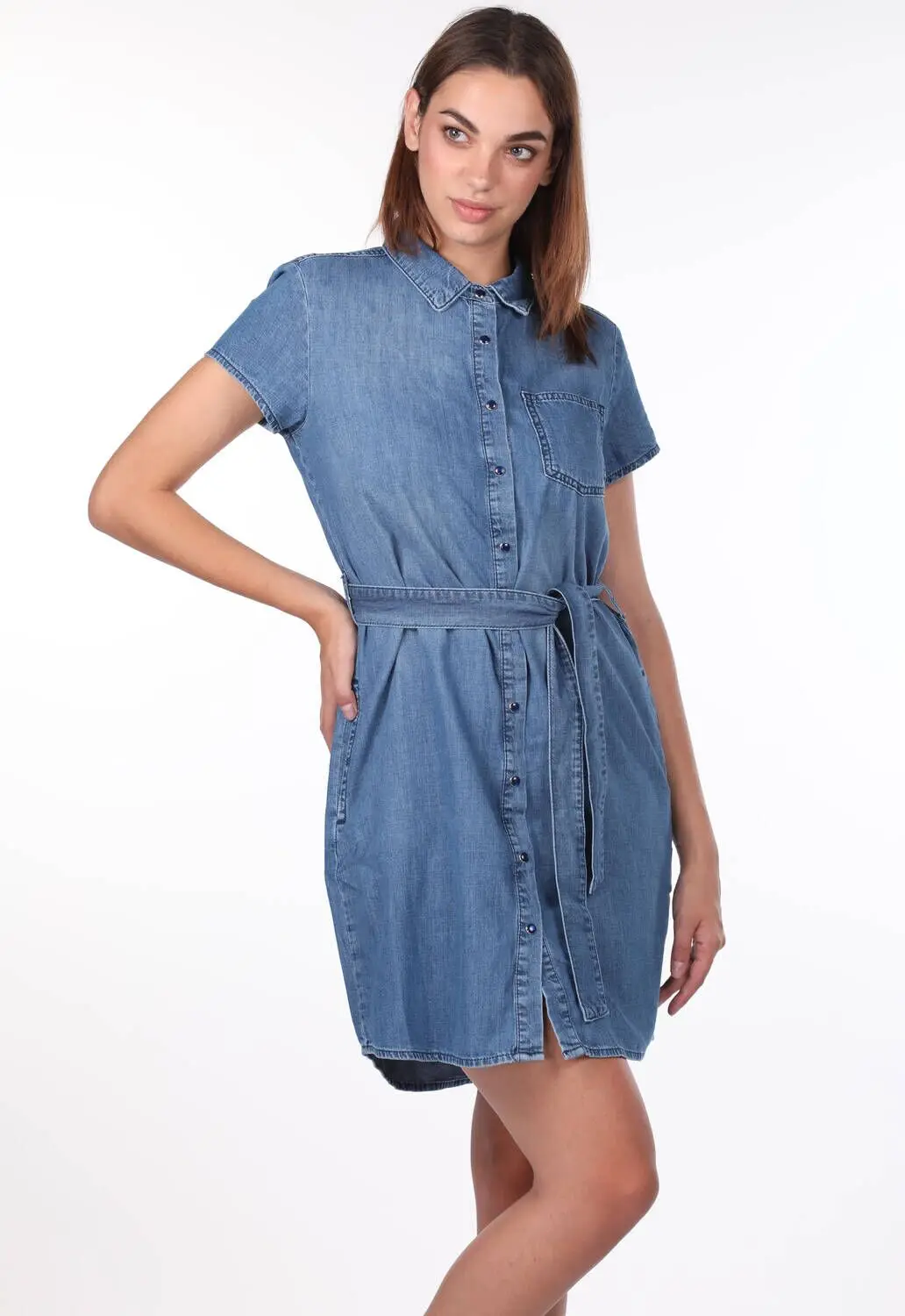 

Womens Blue Belt Jean Dress