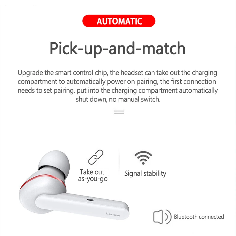 Беспроводные наушники Lenovo HT28 TWS Bluetooth 5 0 глубокие басы HD стереогарнитура