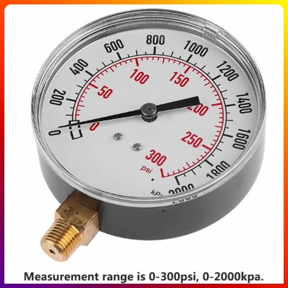 

TS-Y91 1/4 Inch NPT 0-300psi 20bar Pressure Gauge Air Compressor Pressure Gauge Water Pressure Tester