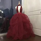 Женская пышная фатиновая юбка, бордовое бальное платье, макси-юбка длиной до пола, вечерние Пышные юбки с оборками на заказ