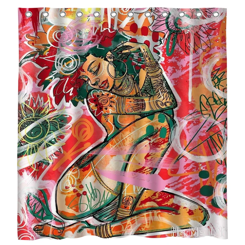 

Fine Art Bond Girl Fabric Shower Curtains Waterproof for Bathroom Sets with Hooks