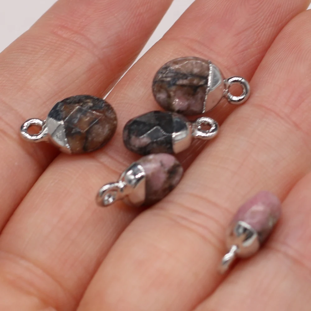 

3pcs Best Selling 2021 New Natural Semi-precious Stones Faceted Pendant Oblate Fashion Exquisite Pendant Jewelry Size 8x13mm