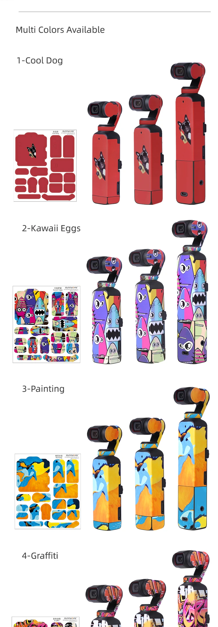 

Scratch-Proof Pocket 2 PVC Protective Stickers Gimbal Protective Skin Decals For DJI OSMO Pocket 2 Accessories Various Styles