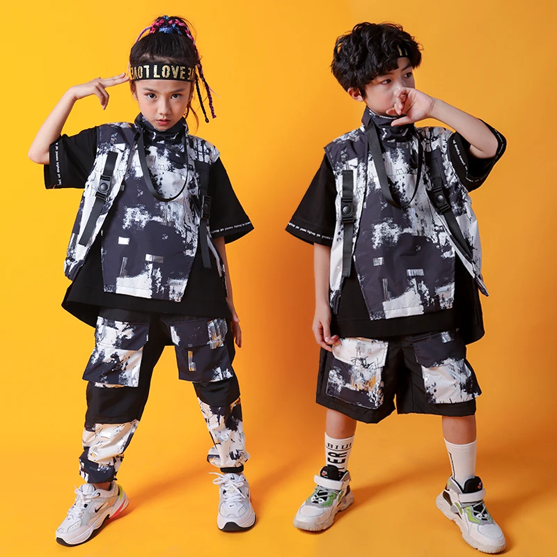 

Camouflage Jazz Dance Clothing Children's Hip Hop Jacket Shorts Boys And Girls Loose Street Dancing Performance Costumes DL6540