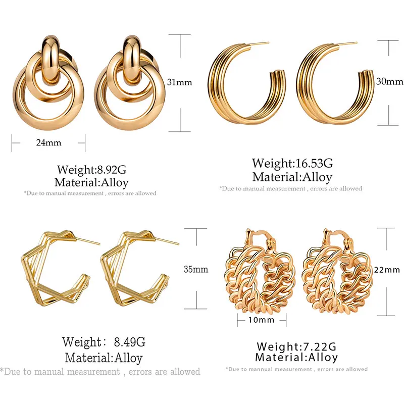LOVR New Bohemian Gold Color Earrings Fashion Gold Big Hoop Twisted Earrings For Women Punk Hoop Earrings Jewelry  2021 Trend images - 6