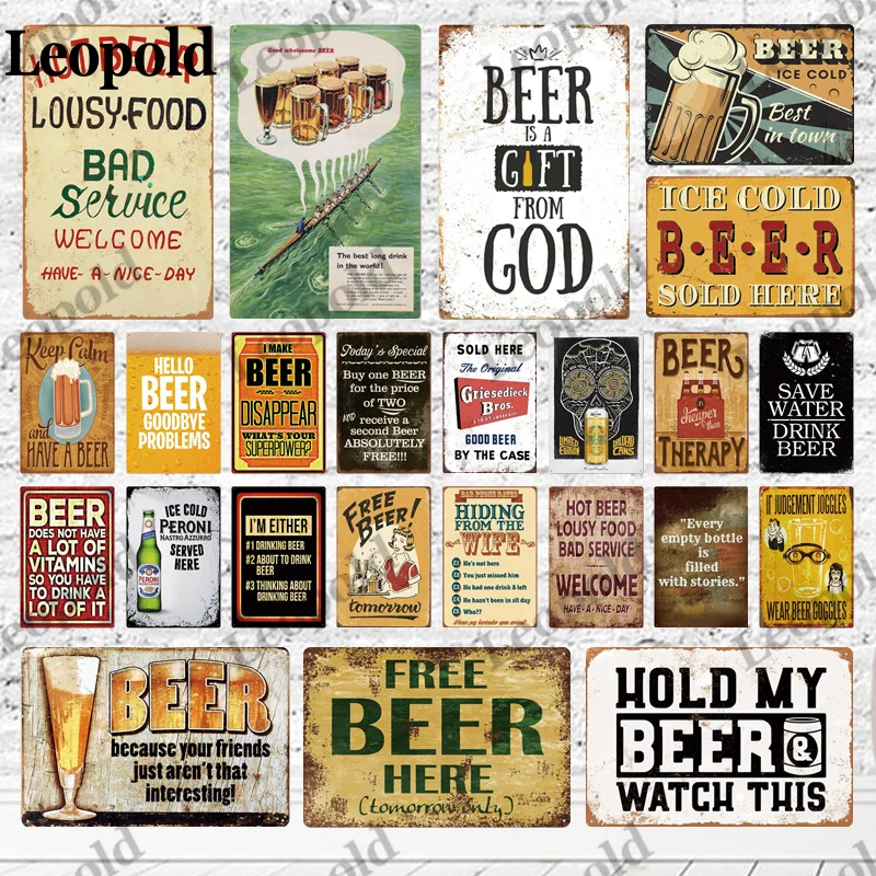 

Металлический плакат с надписью «пиво», настенное украшение в стиле ретро, винтажный жестяной знак, художественная наклейка