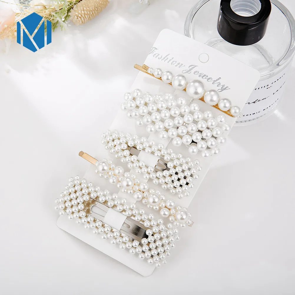 5pcs C 1 комплект INS модные элегантные жемчужные аксессуары и клипсы для волос для женщин девочек украшение для волос винтажная Свадебная Геометрическая шпилька для волос из сплава металлов - Цвет: 5pcs C