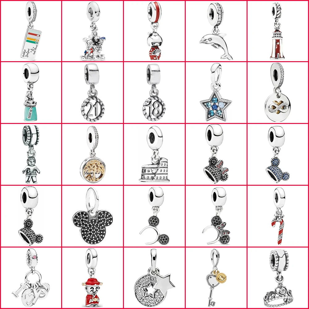 Женский браслет с шармами LISM 100% серебряный бусинами из 100%-ного серебра для