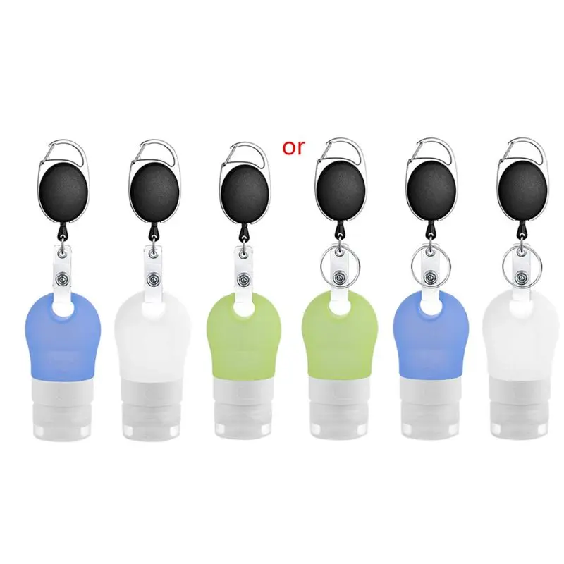 

Silicone Refillable Squeezable Hand Sanitizer Empty Bottle with Keychain Carrier 425B