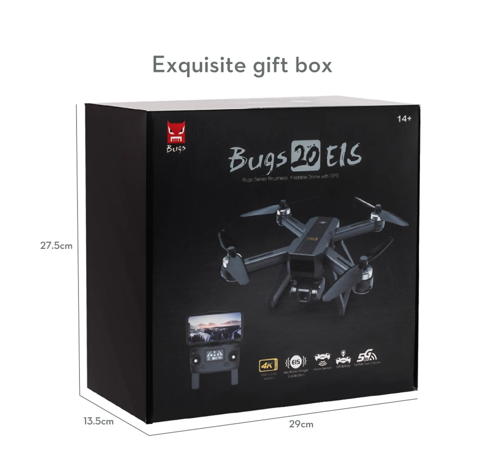 Бесщеточный Радиоуправляемый Дрон MJX Bugs 20 / B20 EIS GPS helicoptere w/ 4K 5G FPV HD Камера