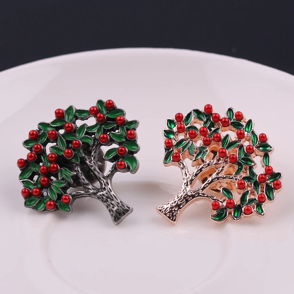 Креативный дизайн брошь в виде дерева жизни металлический значок с красными