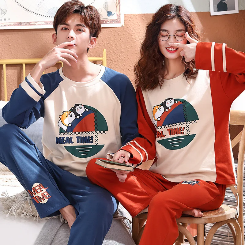 

Female Pjs Women Couple Pajamas Set Autumn Winter High Quality Cotton Long Sleeve Cute Pink Pyjamas Casual Home Pijama Mujer