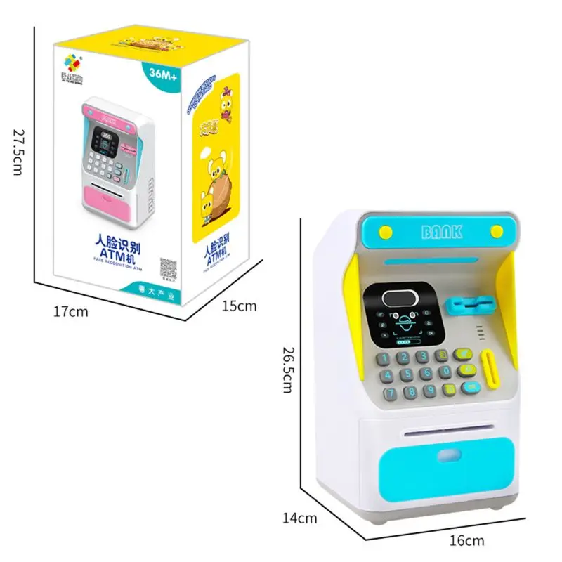 

Mini ATM Money Bank with Electronic Lock Face Recognition Auto Scroll Paper Money & Coin For Kids Teens Boys Girls