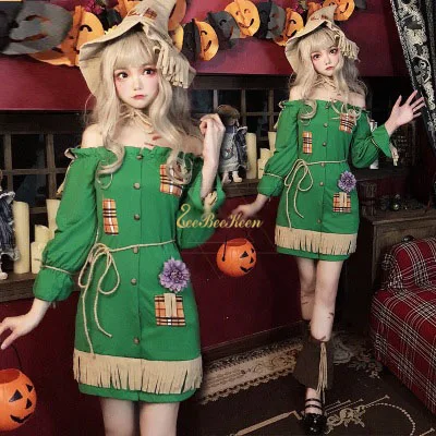 

Женский костюм для косплея на Хэллоуин, маг из мультфильма «волшебник из унции», маскарадный костюм для взрослых, страшный костюм для ролев...