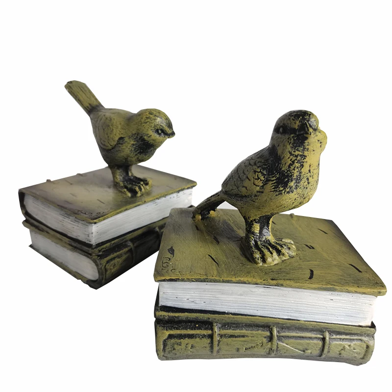 Винтажный книжный наконечник с птицами из смолы для полок держатель подставка