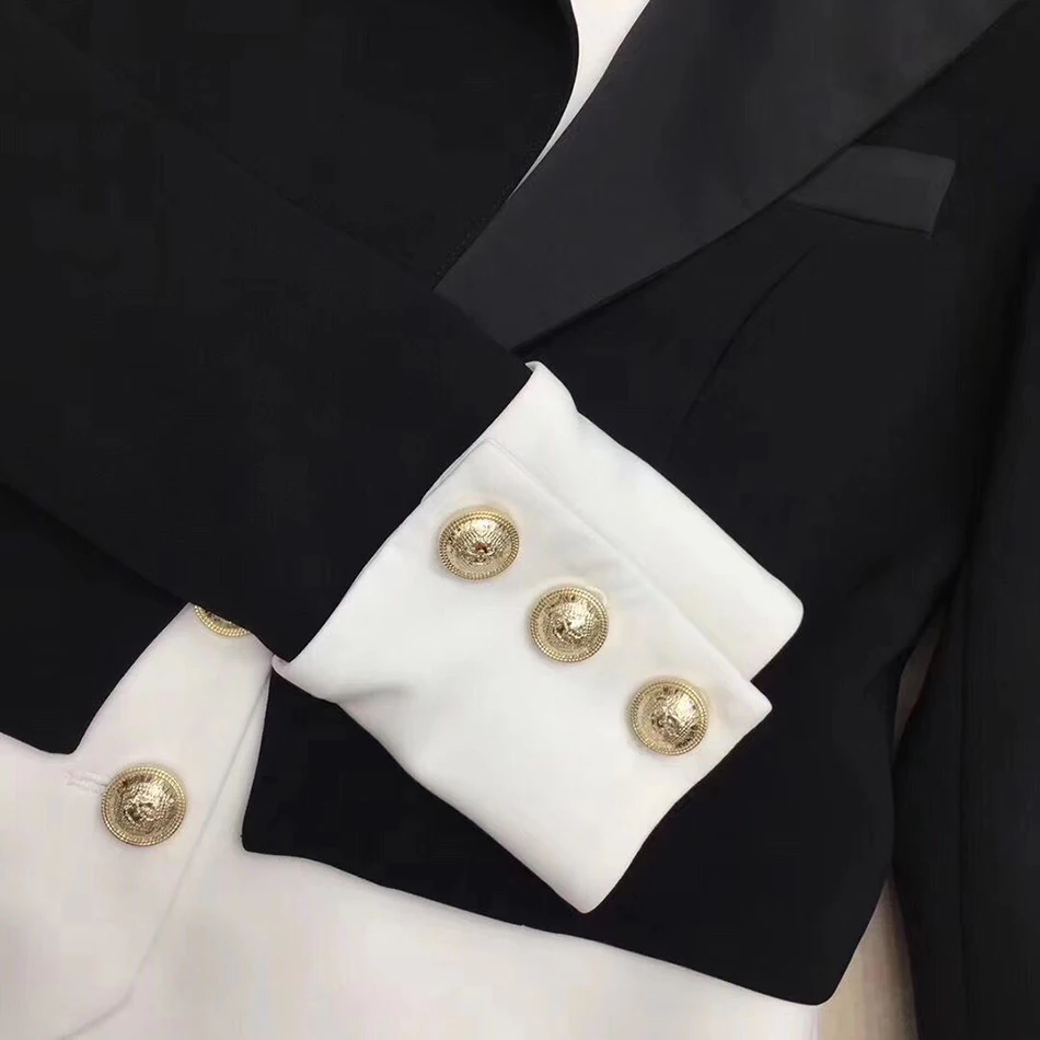 

2019 fashion high quality autumn new women's stitching suit button slim jacket fake two women's jacket