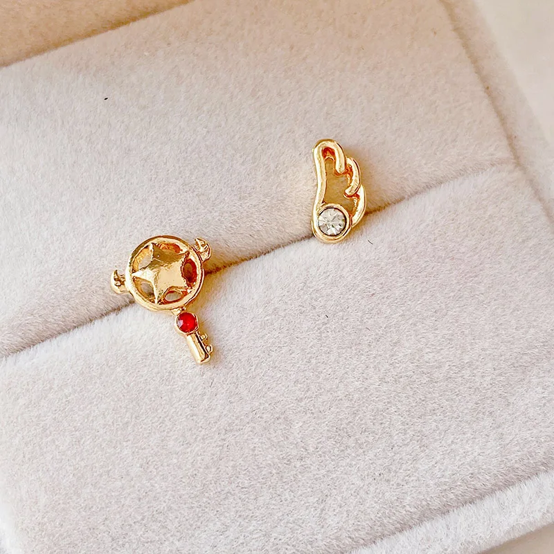 Серьги гвоздики в виде крыльев и звезд блестящие стразы медведя птицы для