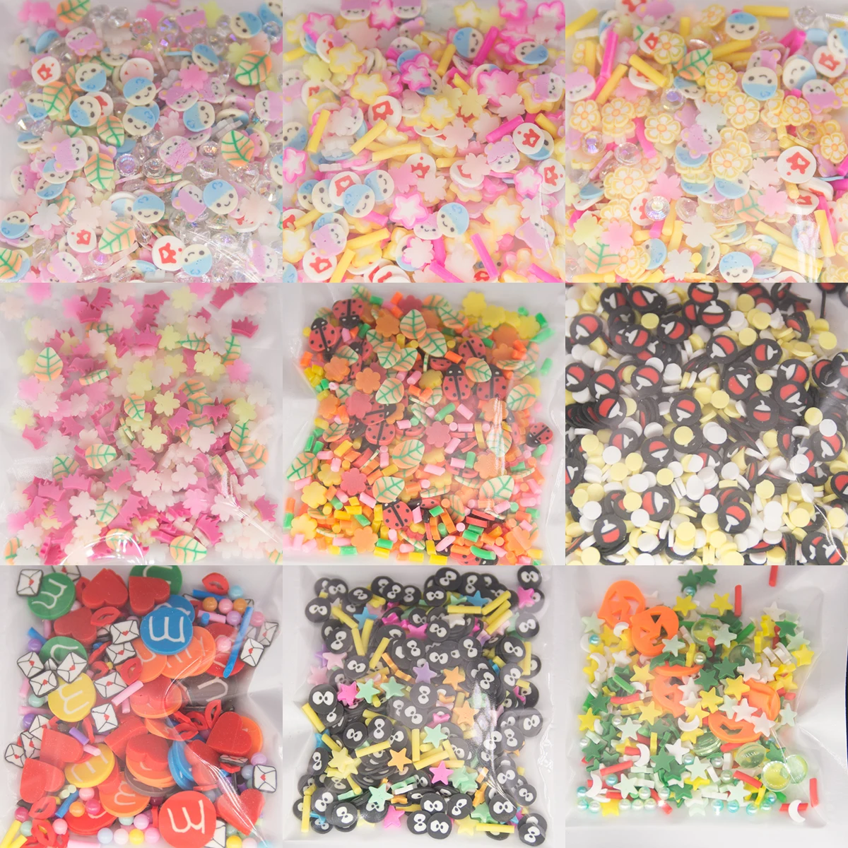 

500G Mix Cherry Flower Star Polymer Clay Slices Sprinkle For Slimes Filling Epoxy Phone Shell DIY Halloween Christmas Decoration