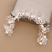 luxury flower faux pearl headband handmade crystal hairband crown bride wedding women hairband tiara children hair accessory sl