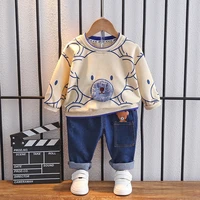 kids designer boys boutique clothing sets new cartoon bear long sleeved t shirts pants two piece childrens bebes jogging suits