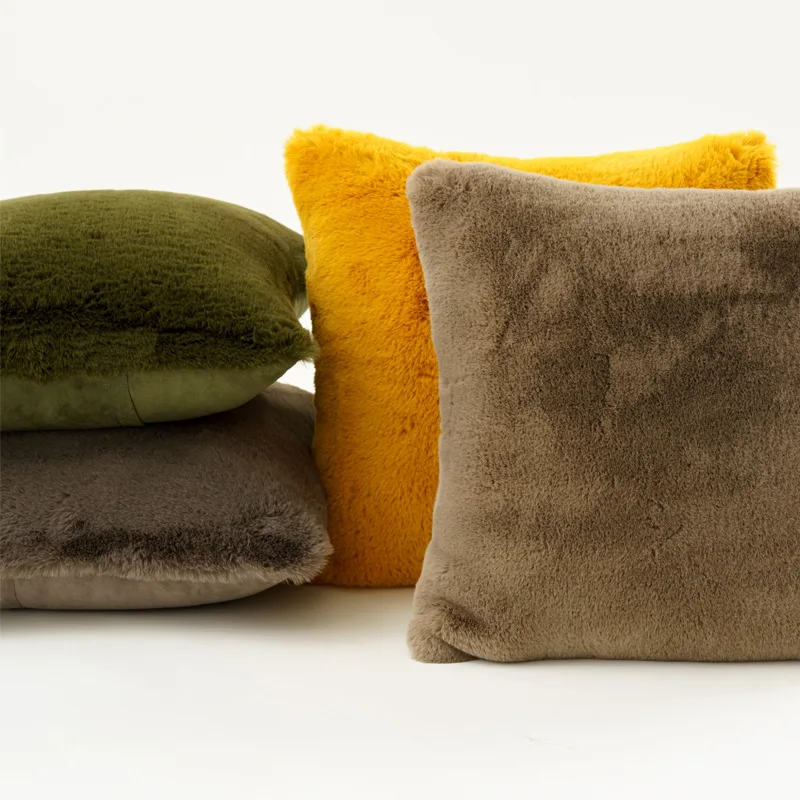 

Rabbit Hair Cushion Cover Nordic Style Pillow Cover Warm Decorative Pillows for Sofa Living Room Home Decor 45x45cm Pillowcase