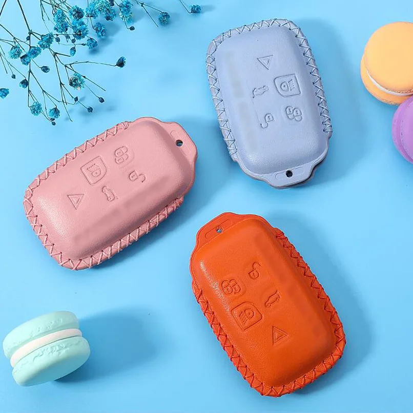 

Leather Car Remote Key Chain FOB Case Protect Cover For Land Rover Range Rover