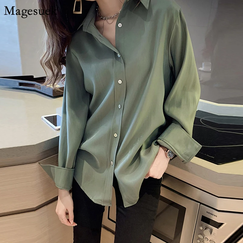 Autumn Long Sleeve Solid Women Blouses 2021 New Vintage Chiffon Shirts Blouse Korean Slim Chic Work Wear Tops Blusas 7311 | Женская