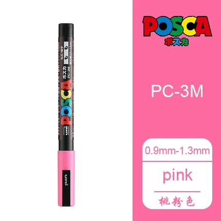 Розовый 1 шт. UNI маркер PC-3M(POSCA) поп-плакат реклама водостойкий офис Студенческая живопись аниме ручная роспись - Цвет: Розовый