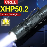 2022 professional tactical xhp50 flashlight 18650 rechargeable led lantern hunting police mini flashlight usb military led torch