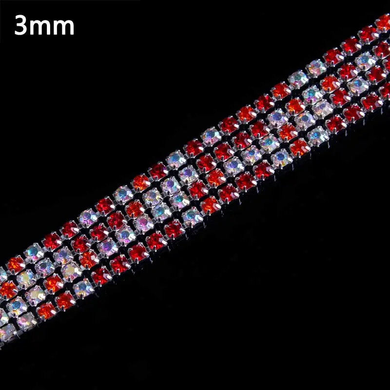 Стразы шириной 3 мм швейная цепочка со стразами для шитья рукоделия с серебряным