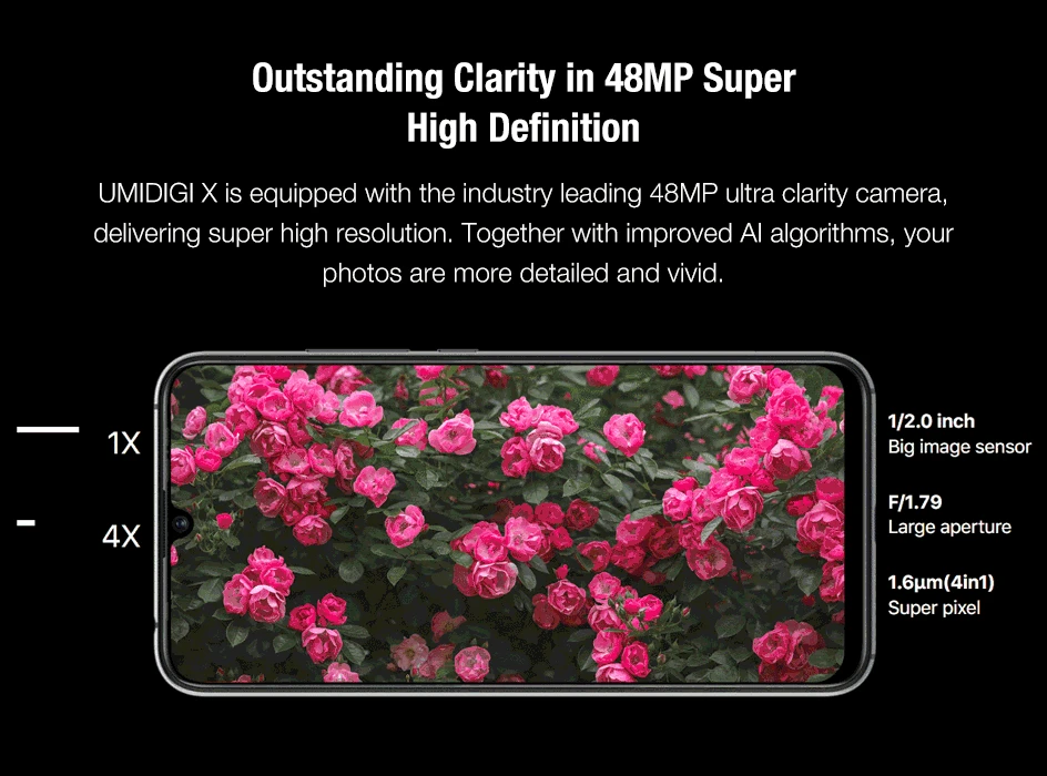 UMIDIGI X глобальная версия Встроенный экран отпечатков пальцев 6,3" AMOLED 48MP Тройная камера заднего вида 128GB NFC Helio P60 4150mAh Мобильный телефон celula